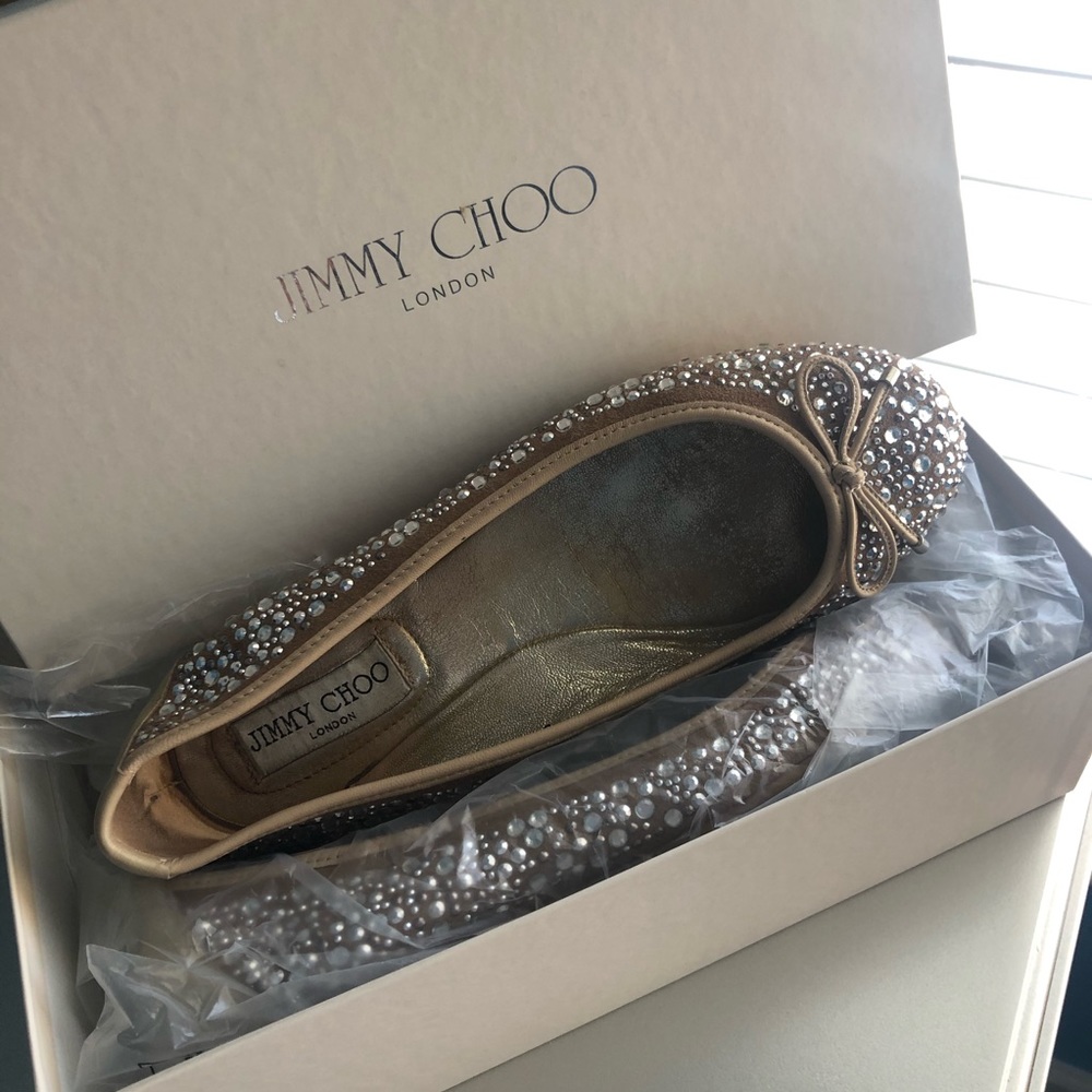 🥿🥿 JIMMY CHOO Sparkly Tan Flats 🥿🥿